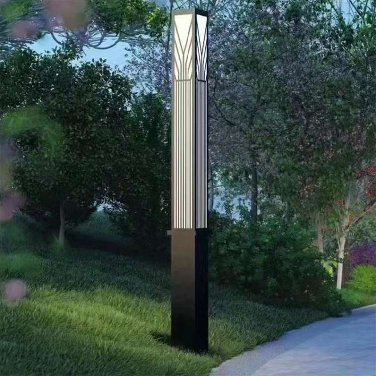 Square stainless steel landscape lamp column at Xinyonghong Scenic Area School, 4-meter modern LED street light