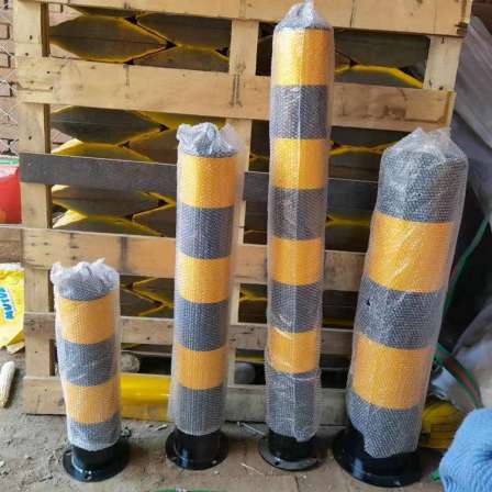 Yellow and black warning piles for village road isolation, buried reflective steel pipe warning columns, anti-collision columns, fixed isolation piles