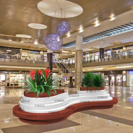 Shopping mall fiberglass large flower pot leisure chair combination landscape decoration, hotel lobby high-end flower bed seats, beautiful and beautiful