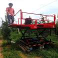 Hydraulic lifting vehicle for picking and pruning in mountainous orchards, tracked electric remote control lifting platform for high-altitude operations