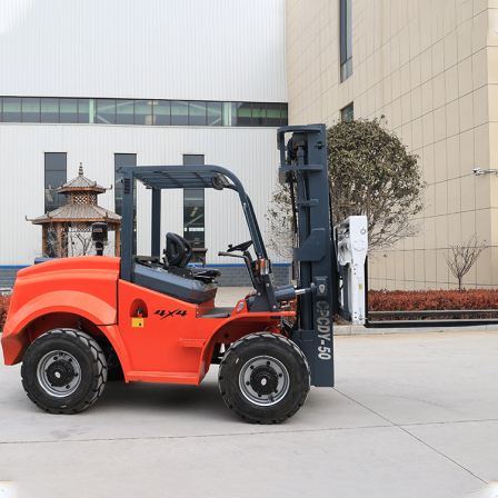 Diesel fork lift truck, four-wheel drive, 3 tons, 5 tons, 6 tons, internal combustion hydraulic handling, lifting crane, off-road forklift