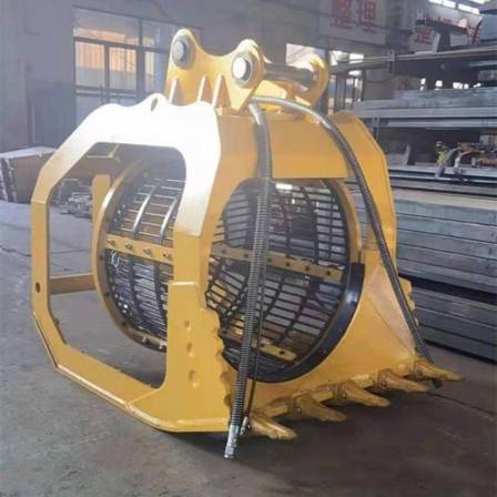 Various uses of excavator, hydraulic rotary stone screening machine, 360 degree rotary mesh bucket screen