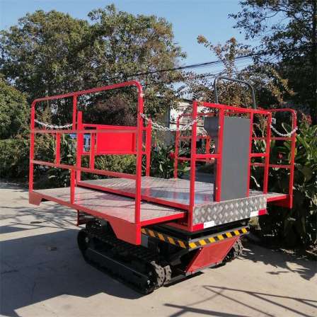 Hydraulic lifting vehicle for picking and pruning in mountainous orchards, tracked electric remote control lifting platform for high-altitude operations