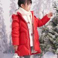 Children's clothing, girls' short down jacket, 2022 winter hooded, windproof, thickened, warm top jacket