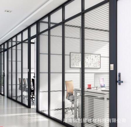 Office glass partition wall, double glass louver partition, hotel office glass partition, fireproof partition