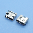 Xinfenglei TYPE C 6Pin SMT with spring clip short pin type-c connector on the motherboard