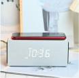 Bluetooth speaker alarm clock wooden wireless charging electronic clock creative Bluetooth audio wireless charging clock LED wooden clock