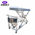 Stainless steel corpse cart for body transportation, double forked corpse lift truck for cremation site use