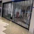 Crystal folding doors in shopping malls, aluminum alloy curved transparent sliding invisible doors