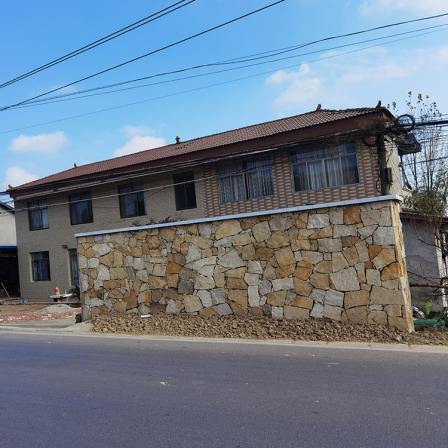 Natural cultural stone fragments, rusted quartz board, rough stone, classical homestay exterior wall and floor paving