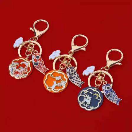 Anime cartoon pendant printing logo, baking paint keychain, customized metal jewelry gift