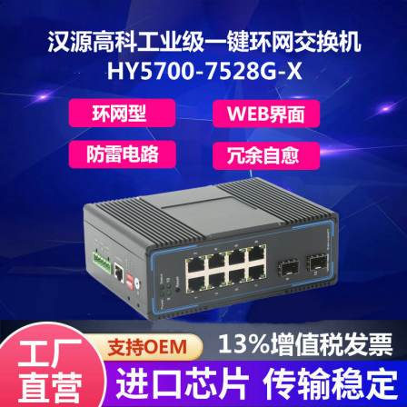 Hanyuan High Tech Gigabit 2 Optical 8 Electrical 10 Port Industrial Ethernet Switch Ring Network Management Guide Rail Installation