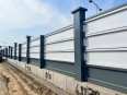 Qige Supply Blue and White 1.8m High Three Beam Square Tube Fence Zinc Steel Fence Welding and Insertion Fence Engineering