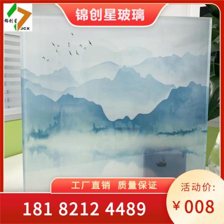 Customized silk and silk glass landscape painting, glass screen partition, landscape wall decoration, silk glass