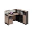 Modern financial screen partition with cabinet, minimalist staff work space, 2/4 person office desk and chair combination