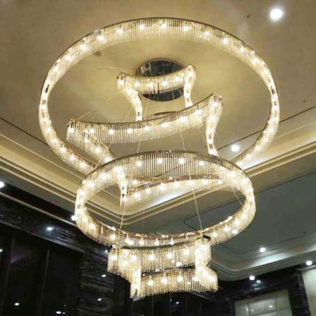 Baoyun Villa Duplex Building Pendant Light Large Hotel Lighting Customization Sales Department Sand Table Combination Ring Pendant Light