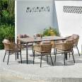 Gaoli Outdoor Furniture Manufacturer Customized Casual Vine Chair Courtyard PE Imitation Vine Table and Chair Restaurant Vine Weaving Chair Combination