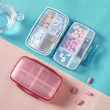Wholesale of large eight grid plastic medicine boxes by manufacturers, detachable inner liner, large capacity, one week portable pill waterproof storage box