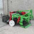 A machine for harvesting peanuts. A four wheel tractor with rear output transmission screen type fruit harvester