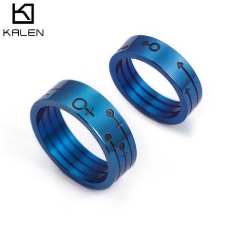 Classic Blue Titanium Steel Ring Couple Wholesale Stainless Steel Ring Jewelry One Piece Delivery