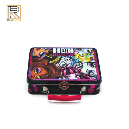 Customized handle iron box, tin wrist box, lunch box, hair accessories storage metal box, rectangular shape