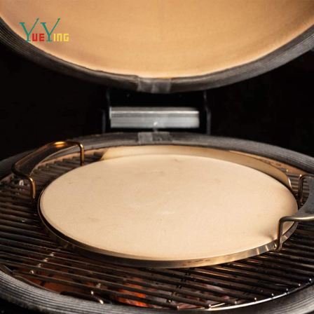 Yueying 14 inch round pizza stone oven baking slate baking cordierite stone baking tray with wire rack handle