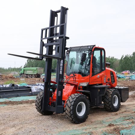 Underground mining off-road forklift with clamp bucket, large tonnage wheeled four-wheel drive forklift, off-road stacker