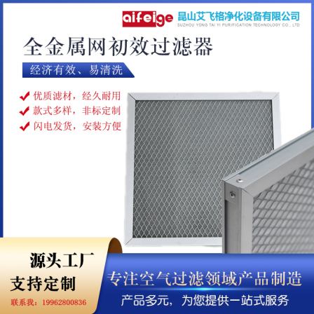 Stainless steel oil fume removal filter plate primary effect metal mesh washable filter Dedicated outdoor air system purification filter screen
