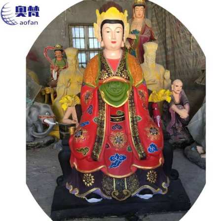 Customized fiberglass gilded and painted large resin Buddha statue, Yunxiao Qiong Xiao Bi Xiao San Xiao Empress Statue