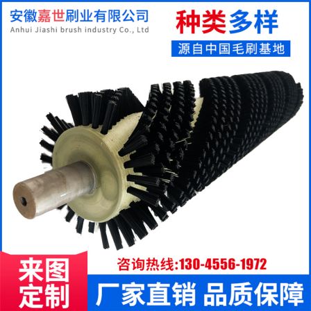 Industrial brush roller, drum brush, cleaning nylon wire brush, hollow brush wheel, cylindrical brush, dust removal and cleaning according to customized drawings