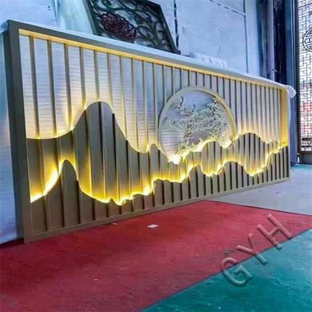 Aluminum alloy background wall, villa, rockery, courtyard, landscape painting, aluminum plate living room partition, outdoor new Chinese style aluminum art screen