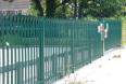 Qige Supply Blue and White 1.8m High Three Beam Square Tube Fence Zinc Steel Fence Welding and Insertion Fence Engineering