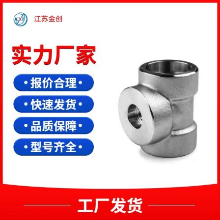 Jinchuang stainless steel high-pressure threaded four-way ANSI B16.11 3000LB SW F53 1-1/2"