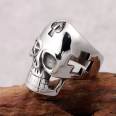 European and American Vintage Men's Cross Skeleton Ring Titanium Steel Hollow Ring Creative Ghost Hand Jewelry Wholesale
