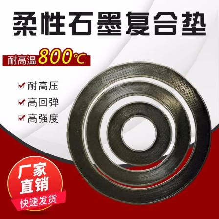 304 stainless steel high-temperature resistant graphite composite pad with inner and outer edges, flexible reinforced graphite winding pad, customized in shape