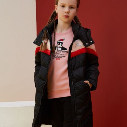 Girls' down cotton jacket for the winter of 2022, new thickened children's medium length down cotton jacket, westernized winter cotton jacket