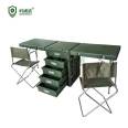 Command desk and chair (double person) with drawers, outdoor temporary command desk foldable and portable