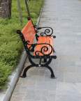 Zhaocan Industry and Trade Solid Wood Park Chair, Anticorrosive Wood Material, Leisure Bench, Outdoor Iron Backrest Bench