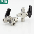 Imported from the United States, 304 stainless steel ferrule three-way ball valve, L-shaped switching valve, imitation of American ferrule connection