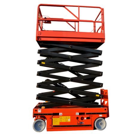 Electric climbing and maintenance vehicle for lifting platform scissor fork type fully self-propelled elevator