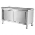 Bowl style commercial kitchen stainless steel worktable, restaurant table, cutting table, sliding door, cutting board, storage cabinet, canteen operating table
