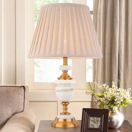 All copper natural jade table lamp, pure copper cloth cover table lamp, Baoyun lighting, imported white jade decorative table lamp