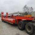 Pulling construction machinery transport trailer, 3-meter-wide hook plate, semi-trailer, heavy low flat trailer