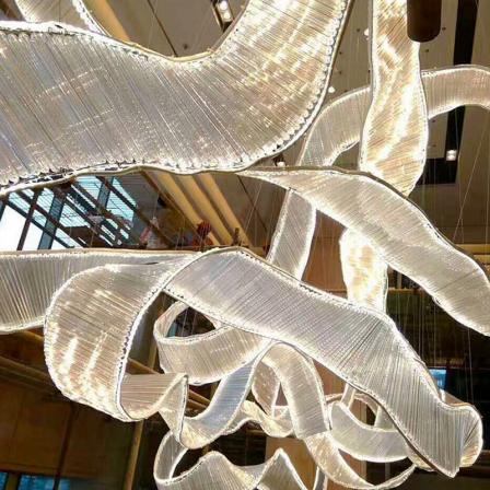 Customization of creative ribbon chandeliers for hotel engineering, shopping mall, atrium, chandelier club, lobby sales department, and Baoyun creative ribbon chandeliers