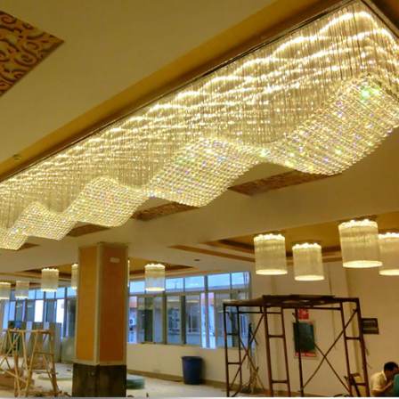 Rectangular Wave Crystal Lamp Sales Department Sand Table Negotiation Area Ceiling Lamp Baoyun Large Hotel Lamp Customization