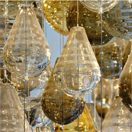 Baoyun Hotel Lobby Large Pendant Lamp Water Drop Shape Engineering Crystal Lamp Office Building Shopping Mall Clubhouse Hall Lighting Fixtures