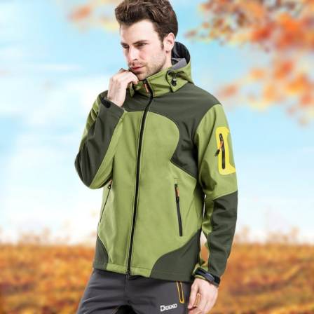 Soft shell men's outdoor single layer sprinter jacket with plush spring and autumn warm jacket, customized logo printed work clothes