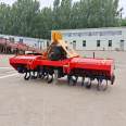 Four wheeled tractor with rotary tiller, agricultural land plowing and loosening machine, field breaking machine