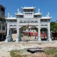 Rural stone memorial archway manufacturer White Marble stone archway at the entrance of the park is firm and stable, customized according to drawings