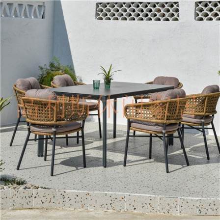 Gaoli Outdoor Furniture Manufacturer Customized Casual Vine Chair Courtyard PE Imitation Vine Table and Chair Restaurant Vine Weaving Chair Combination